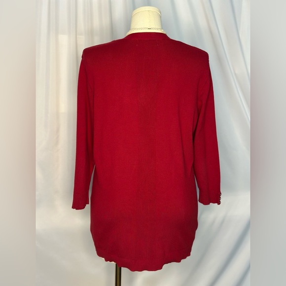 Karen Scott Women's Long Sleeve Open Front Red Cardigan (815) - Picture 3 of 11
